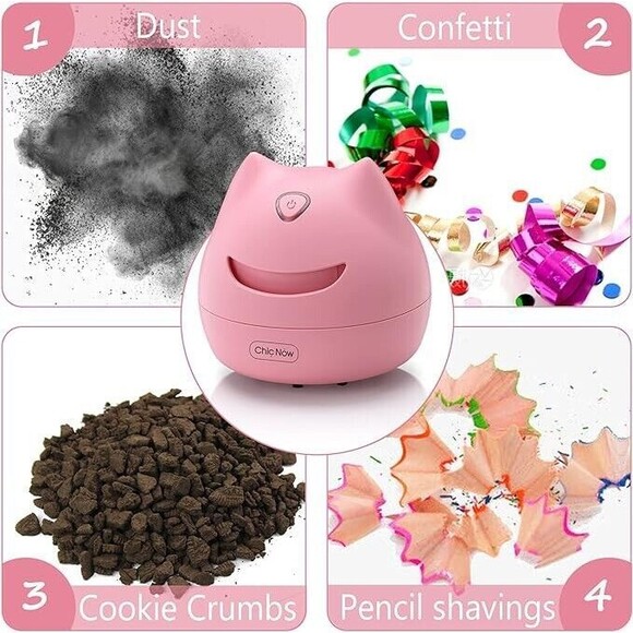 Pink Cat Desktop Vacuum Cleaner USB Charging Mini Desk Vacuum - Picture 2 of 7